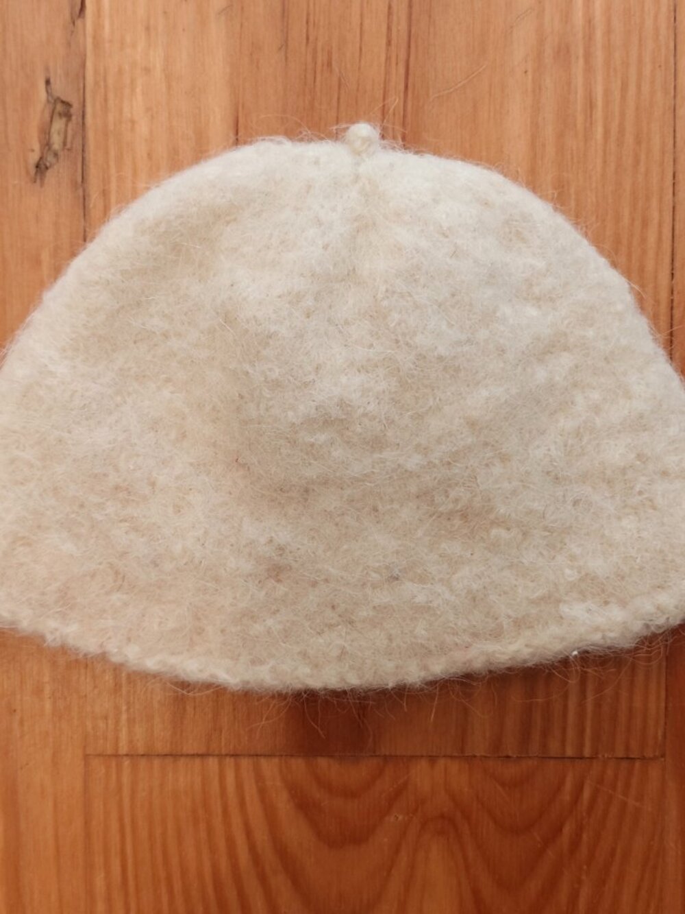 Vintage Infant Newborn Felted Wool Hat Cap 13 inch Cream Boiled Handmade Italy